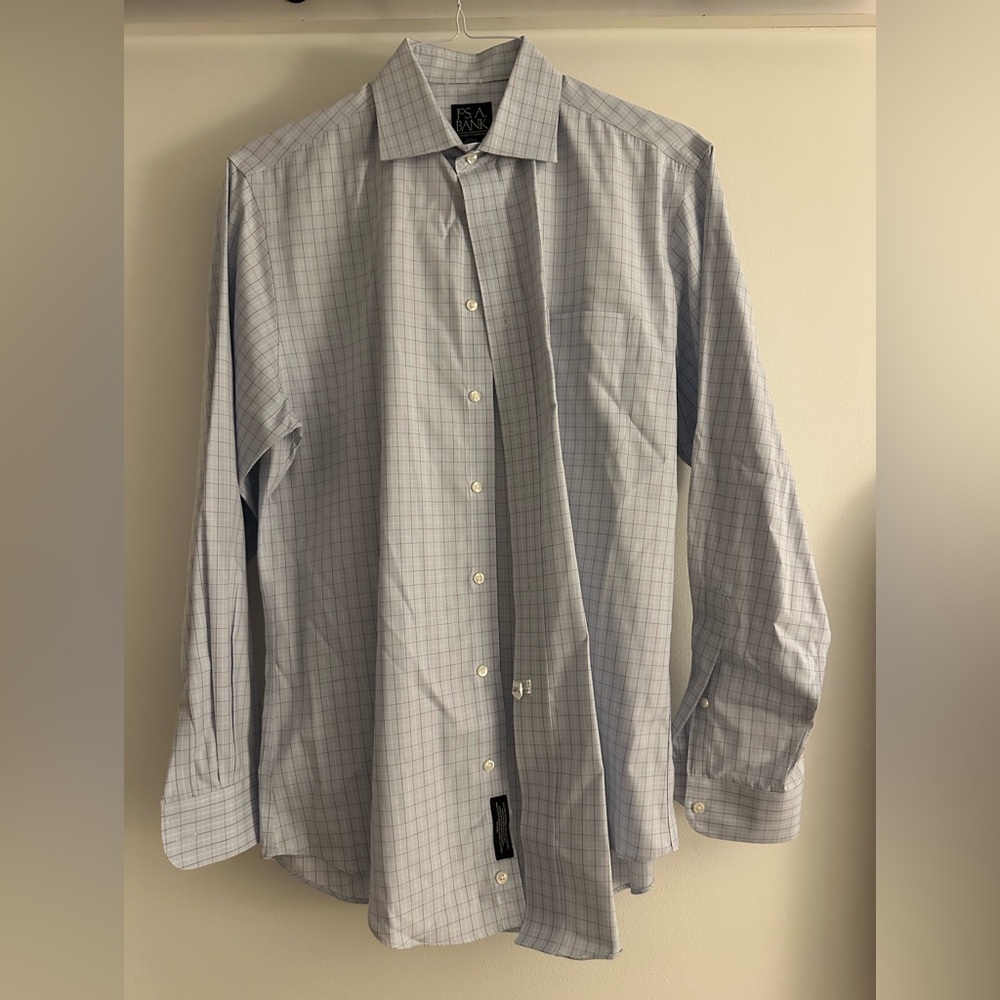 Jos. A. Bank Light Blue Plaid Dress Shirt